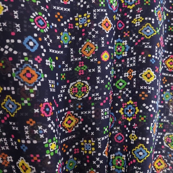 Mimi Chica Women's Multi-Colored Geometric Pattern Tie Up Blue Blouse Size Small - Picture 4 of 6